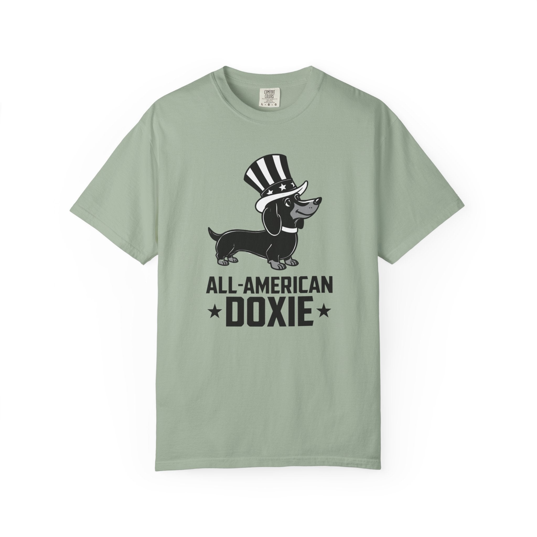 All American Doxie dachshund t-shirt — patriotic wiener dog tee by Doxie League