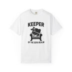 Keeper of the Sofa Realm dachshund crown sofa graphic t-shirt — attitude wiener dog tee by Doxie League