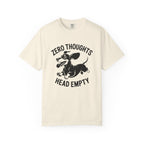Zero Thoughts Head Empty goofy jumping dachshund graphic t-shirt — funny wiener dog tee by Doxie League