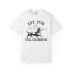 Est. 1776 Still Celebrating — Dachshund Sparkler Patriotic T-Shirt | America 250th