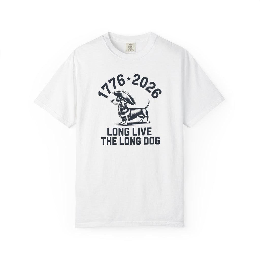 1776–2026 Long Live The Long Dog — Dachshund Tricorn Hat T-Shirt | America 250th