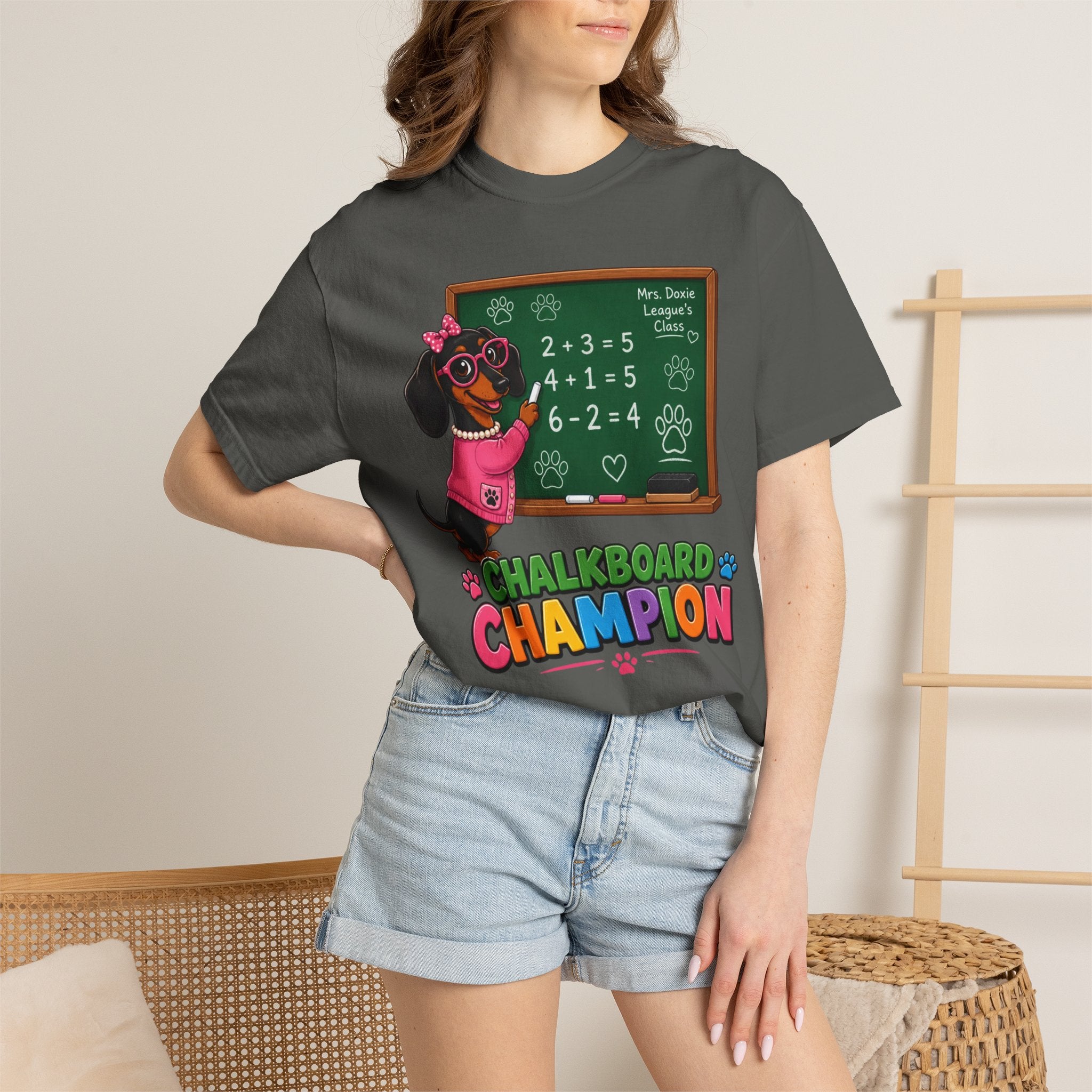 Chalkboard Champion Dachshund Shirt — The Educational Series