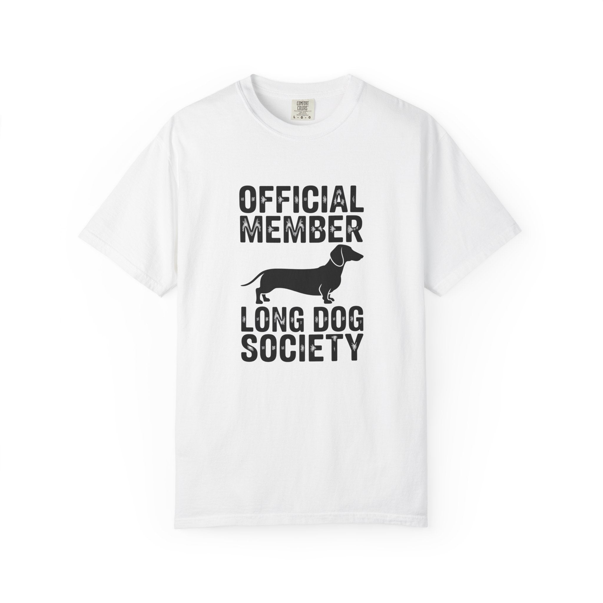 Official Member Long Dog Society dachshund graphic t-shirt — heritage wiener dog tee by Doxie League