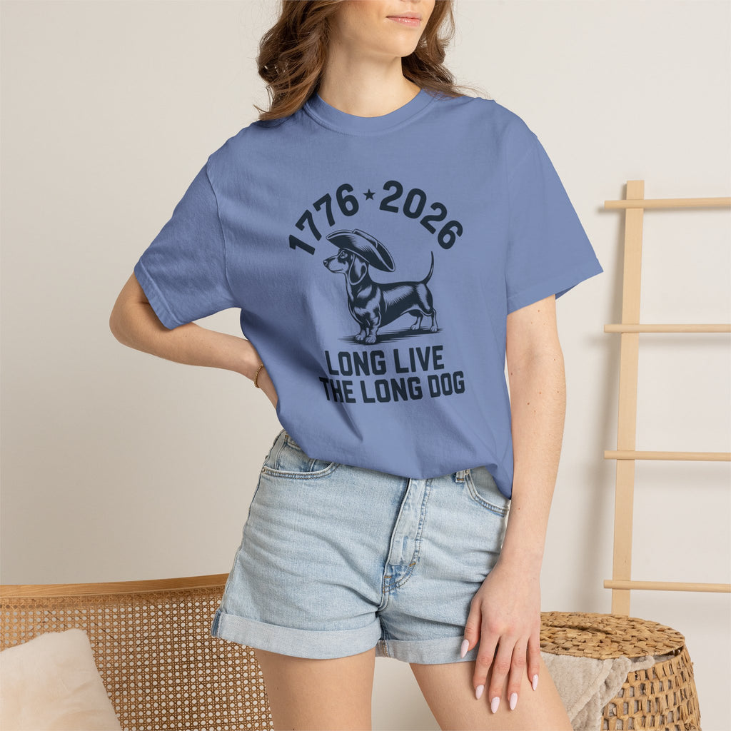 1776–2026 Long Live The Long Dog — Dachshund Tricorn Hat T-Shirt | America 250th