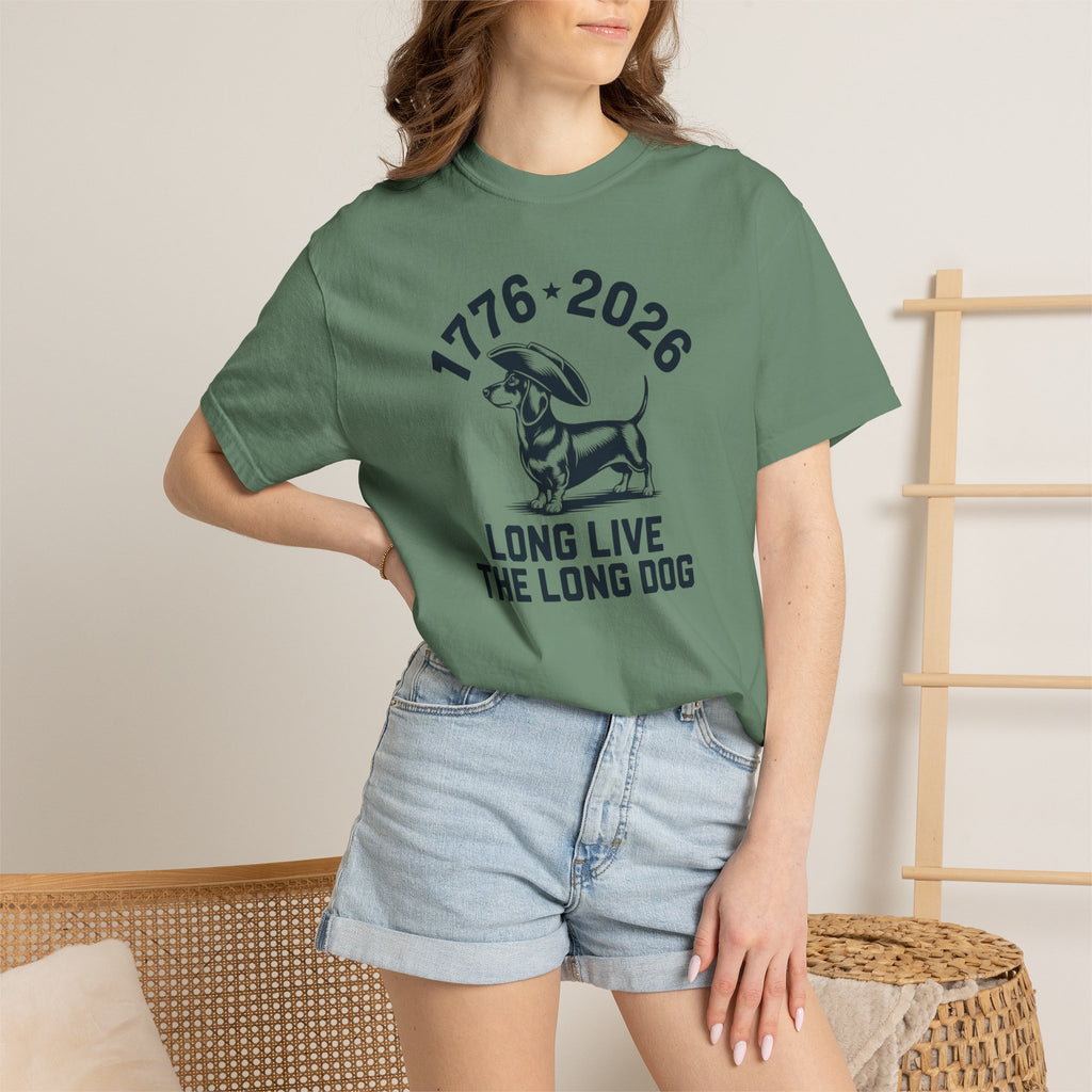 1776–2026 Long Live The Long Dog — Dachshund Tricorn Hat T-Shirt | America 250th