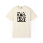 My Kids Have Four Legs dachshund mom graphic t-shirt — funny wiener dog mom gift tee by Doxie League